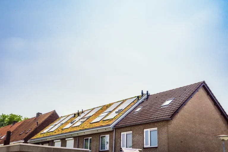 Schuin pannendak met meerdere Keylite dakramen onder een blauwe lucht.